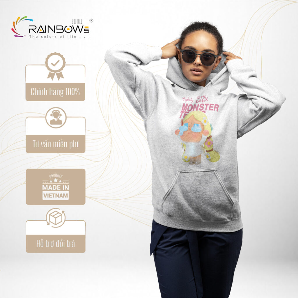 hoodie trắng cực đẹp