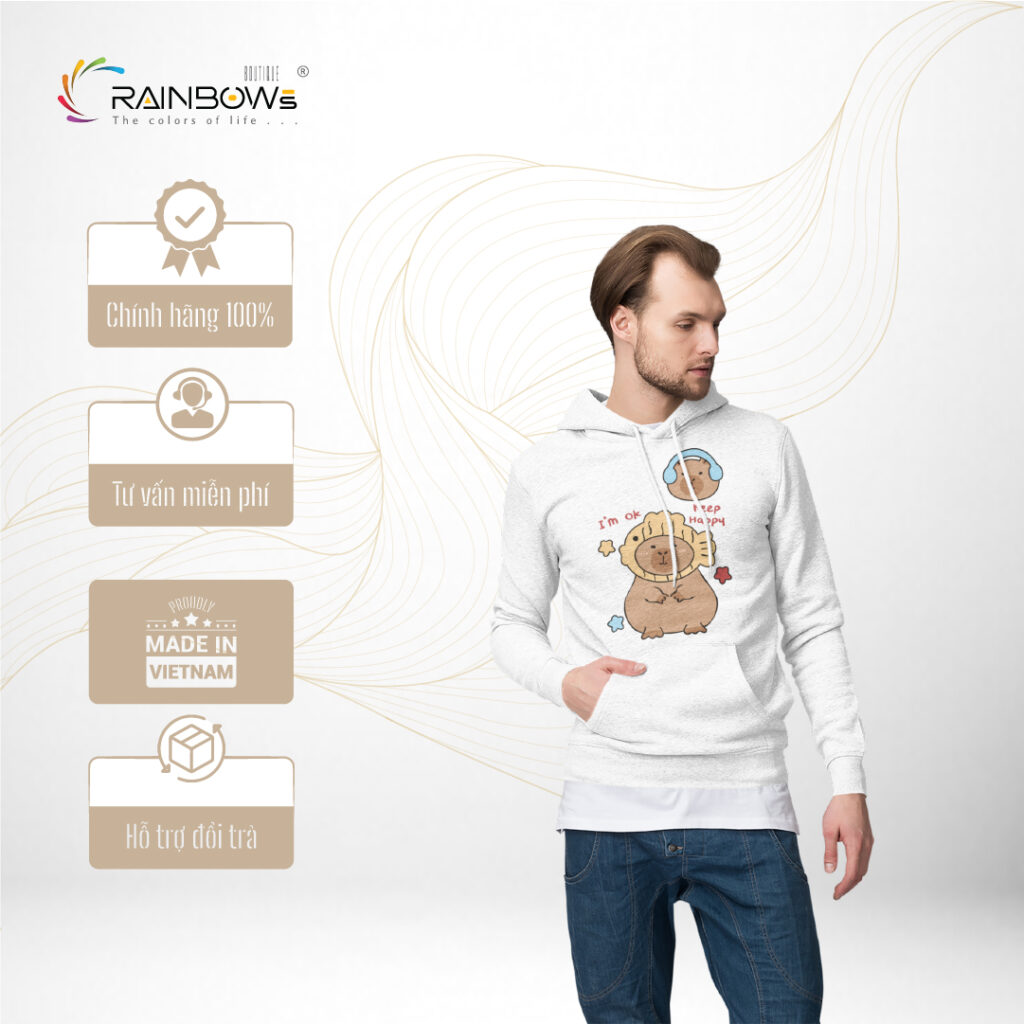 áo hoodie trắng phong cách
