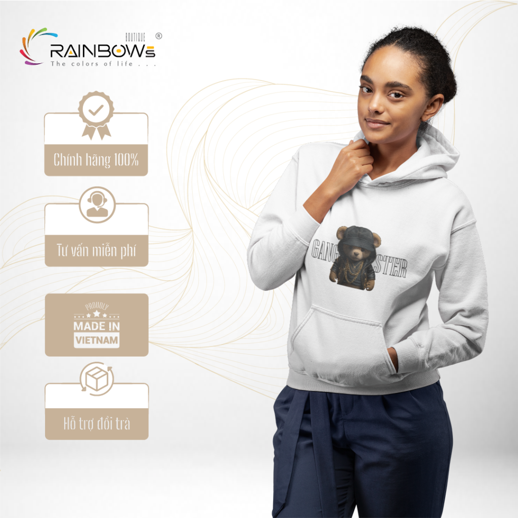 áo hoodie in hình gấu bear mang phong cách trẻ trung năng động