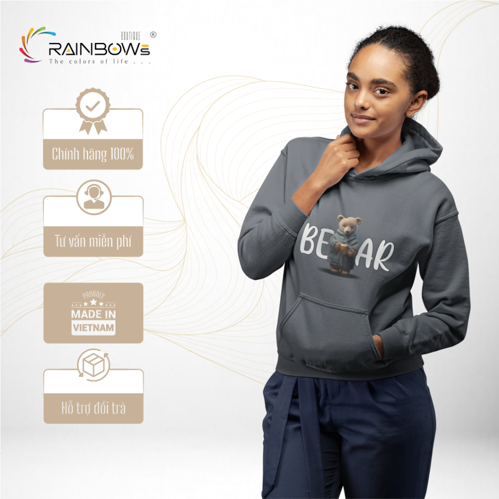 áo hoodie in hình gấu bear cực đẹp mang phong cách trẻ trung