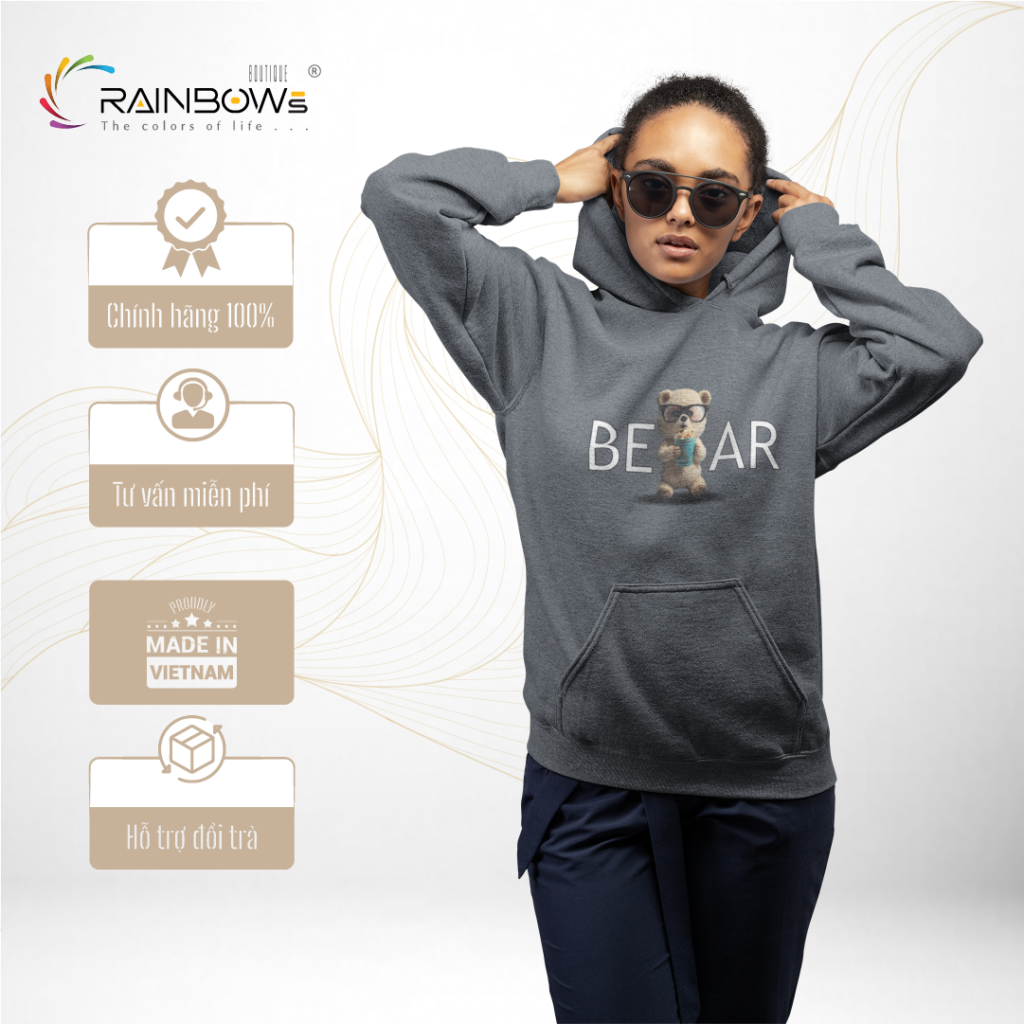 áo hoodie in hình gấu bear cực đẹp mang phong cách trẻ trung