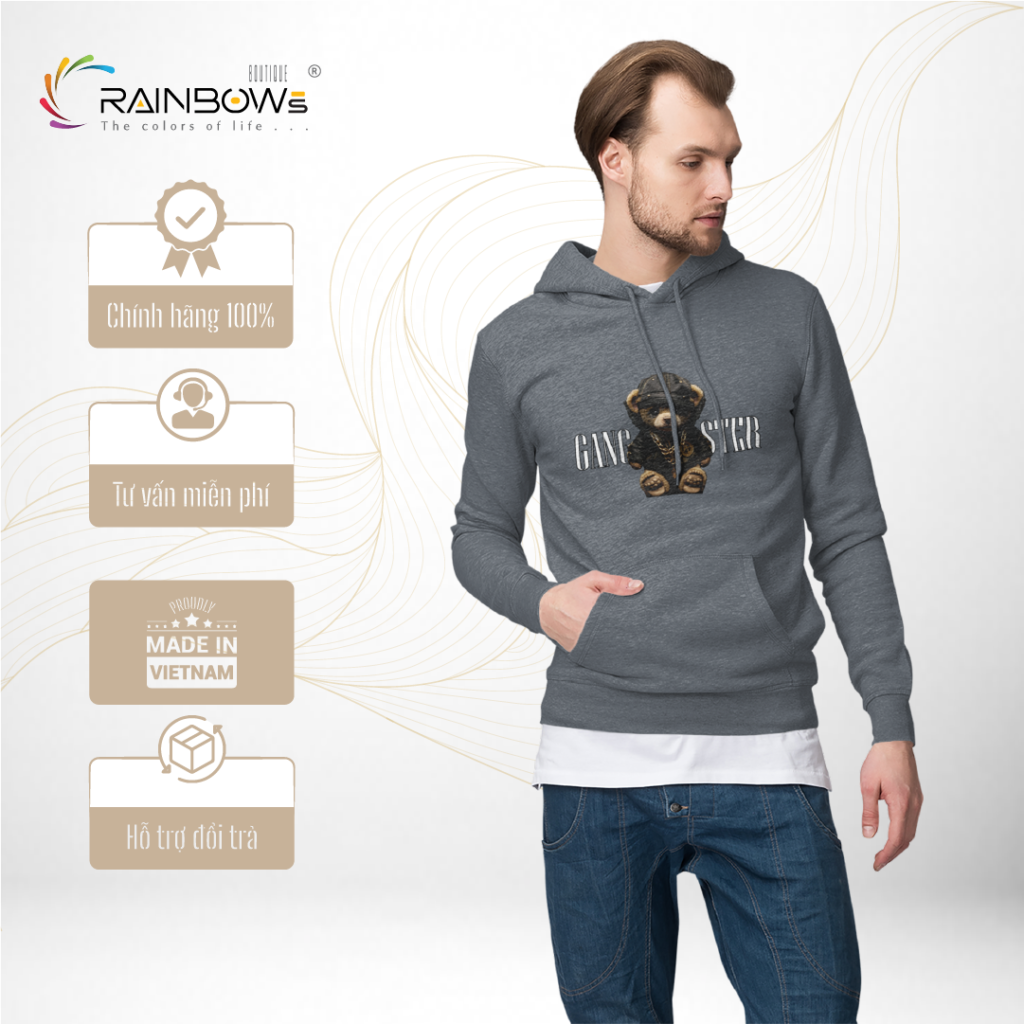 áo hoodie chất và cực ngầu hình gấu bear