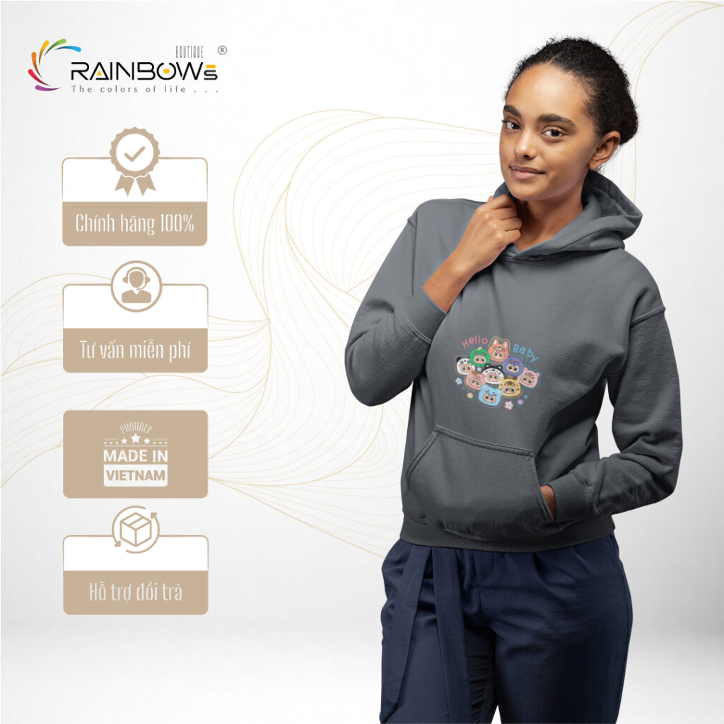 áo hoodie in hình baby three mang phong cách trẻ trung cho giới trẻ