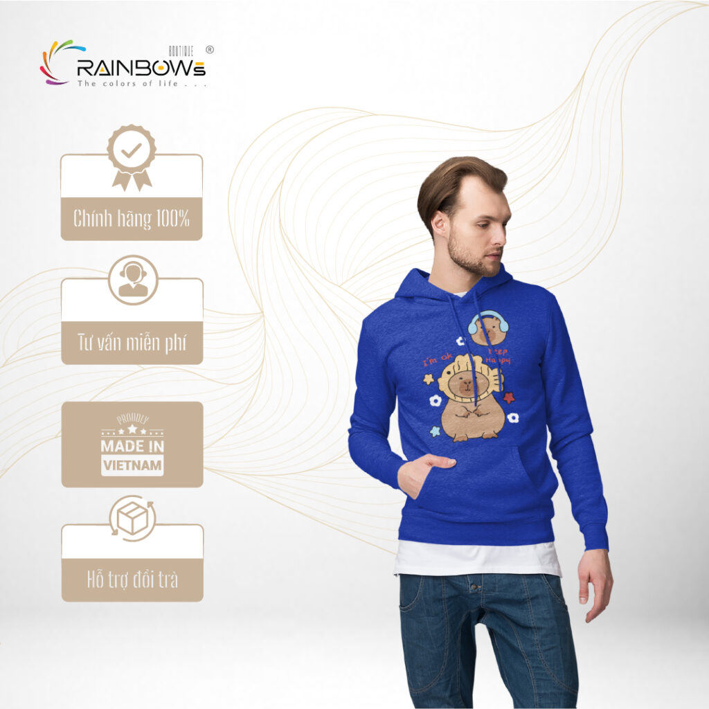 áo hoodie xanh phong cách