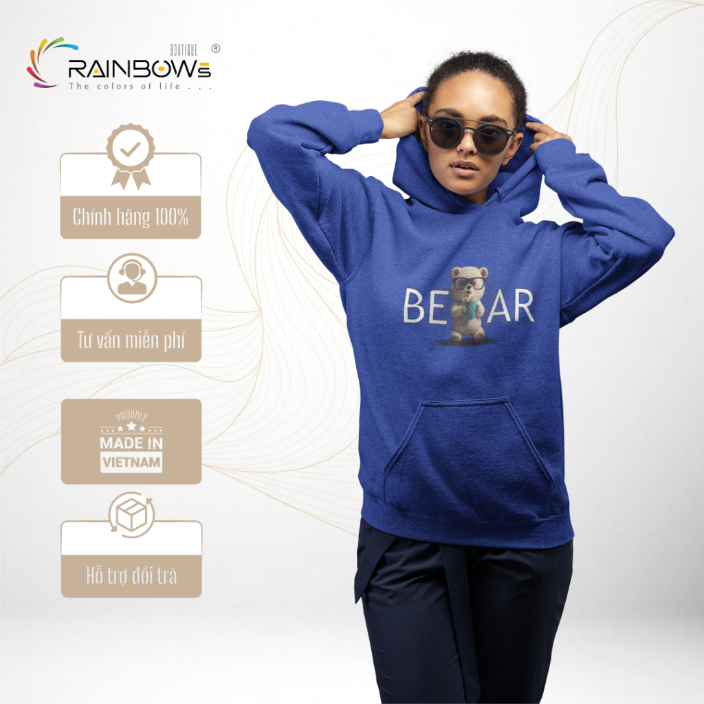 áo hoodie họa tiết gấu bear cực dễ thương