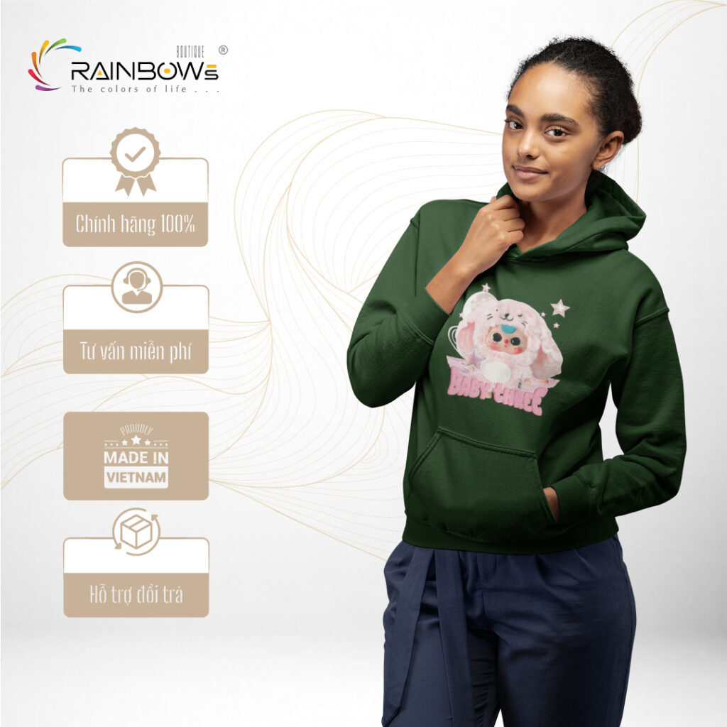 áo hoodie in hình baby three trẻ trung