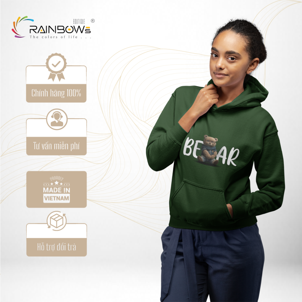 áo hoodie in hình gấu bear mang phong cách trẻ trung