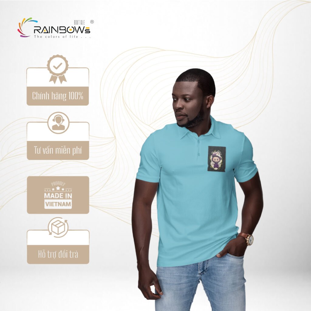 áo thun xanh thiên thanh in hình labubu cực đẹp