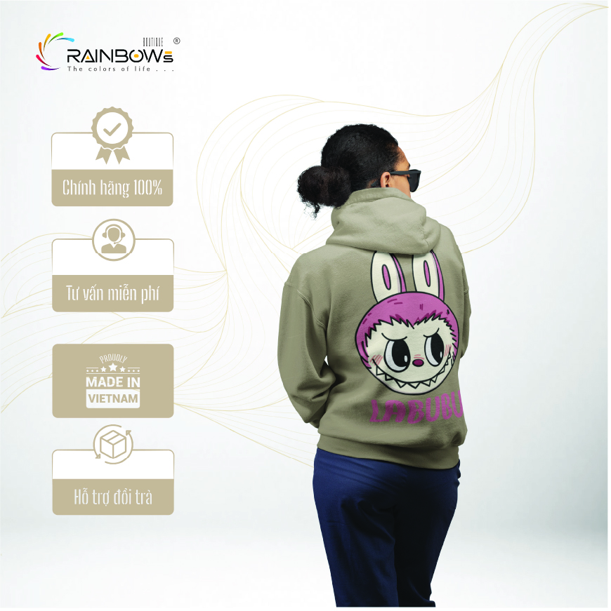 áo hoodie in hình labubu sắc nét