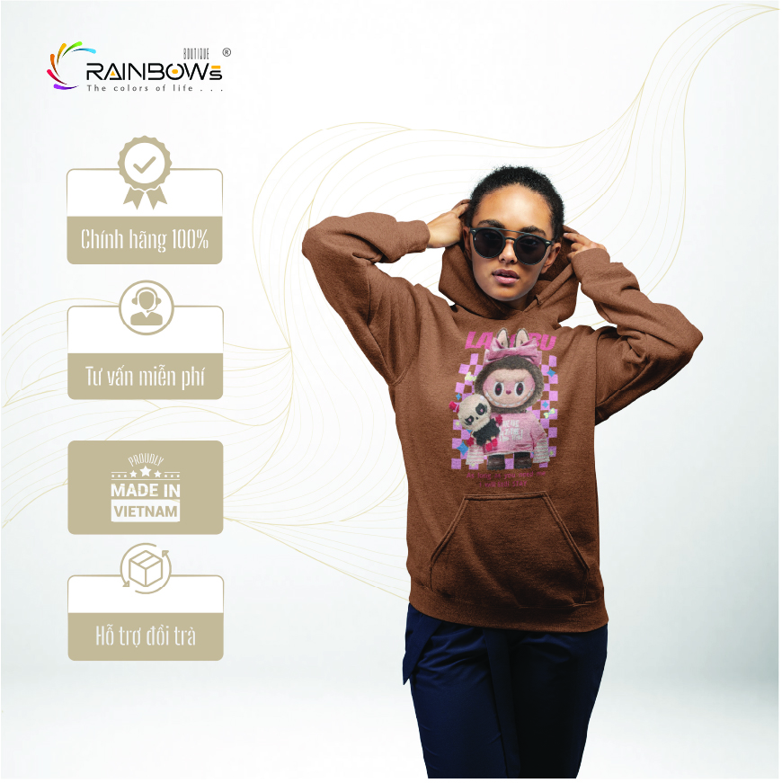 áo hoodie ngầu in hình labubu chất