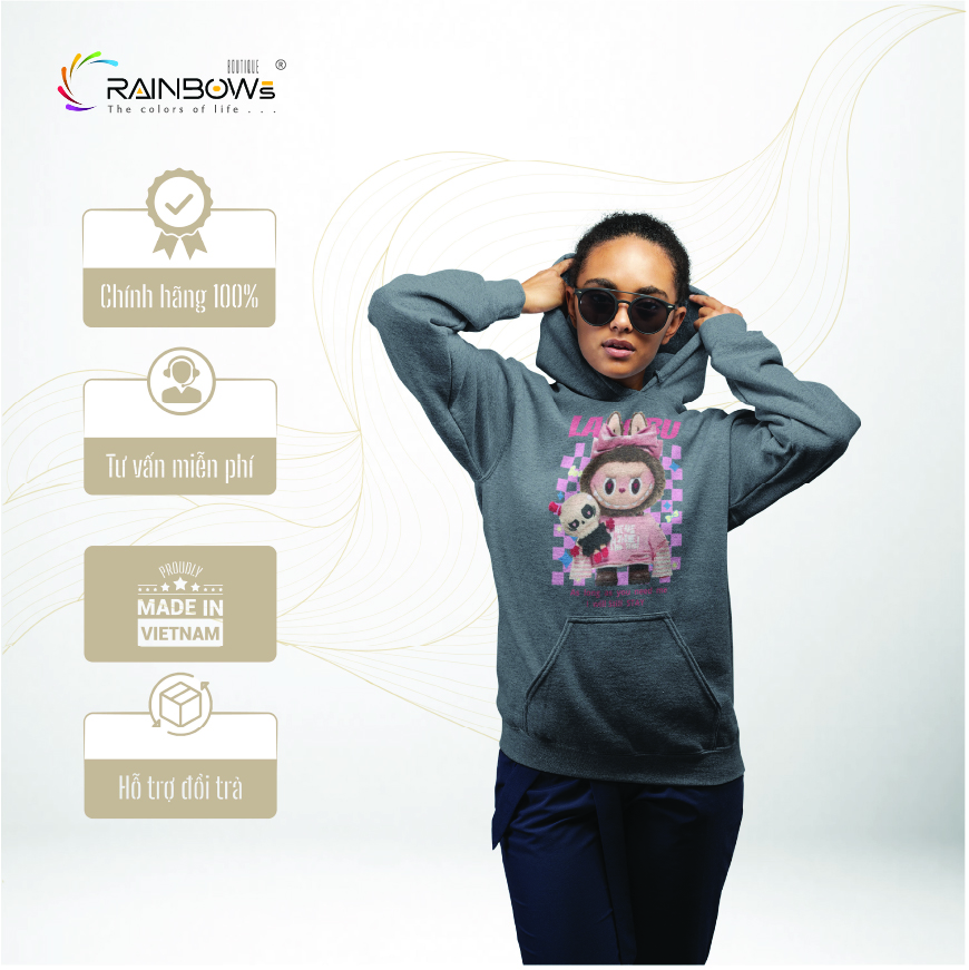 áo hoodie ngầu in hình labubu chất