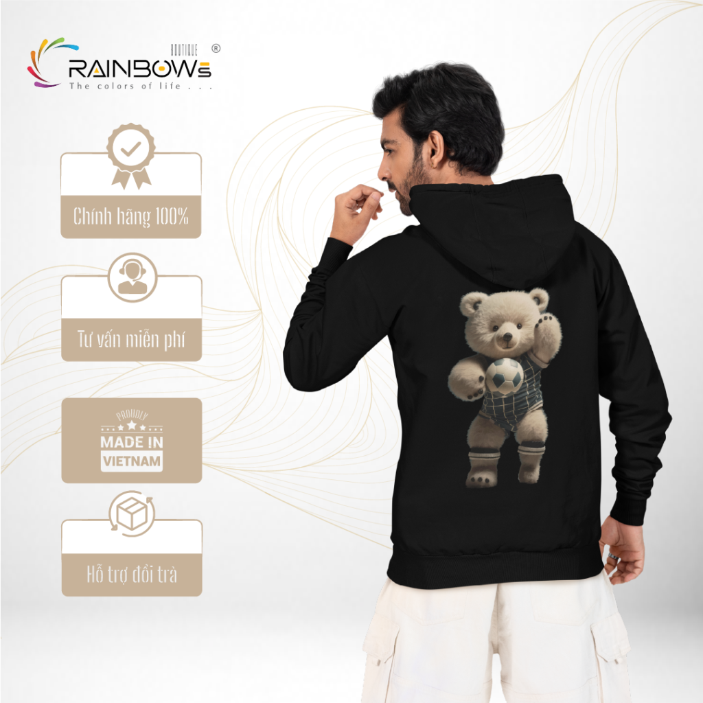 áo hoodie đẹp và chất in hình gấu bear