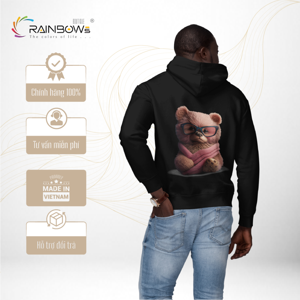 áo hoodie in hình gấu bear cực chất