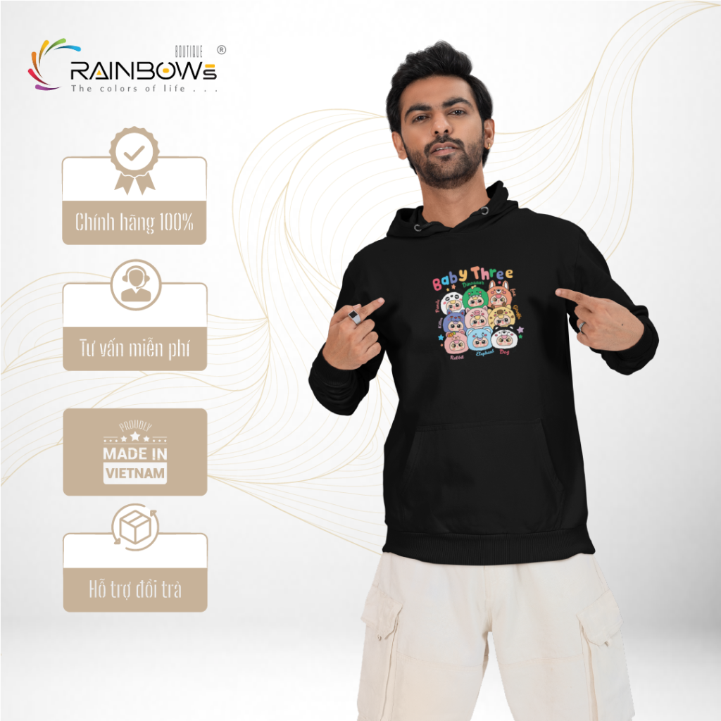 áo hoodie in hình baby three đẹp và chất