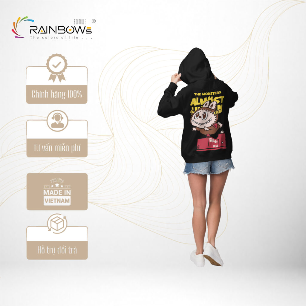 áp hoodie in hình labubu hài hước