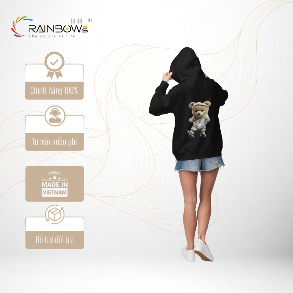 áo hoodie in hình gấu bear đẹp