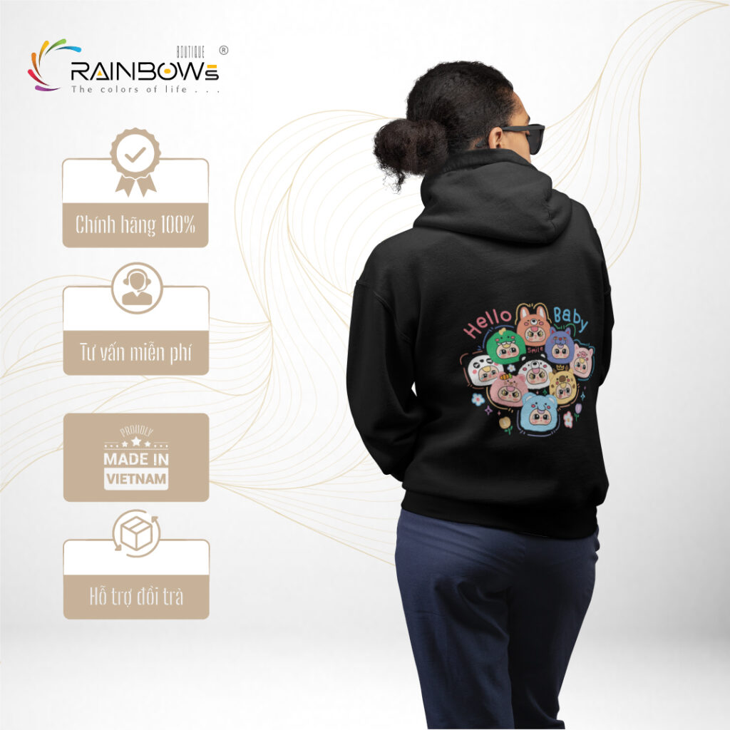 áo hoodie chất in hình baby three