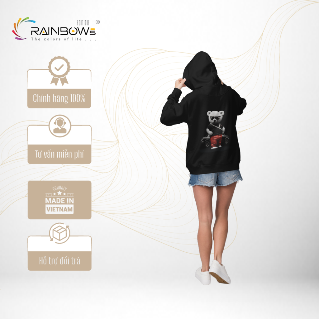 áo hoodie cực đẹp in hình gấu bear chất
