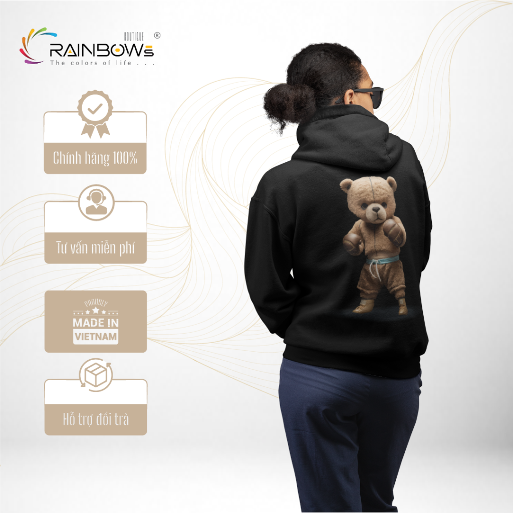 áo hoodie đẹp đơn giản in hình gấu bear
