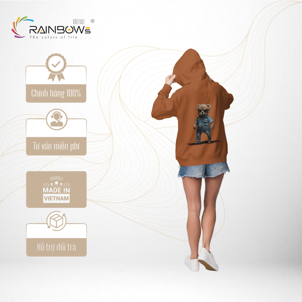 áo hoodie in hình gấu bear siêu ngầu