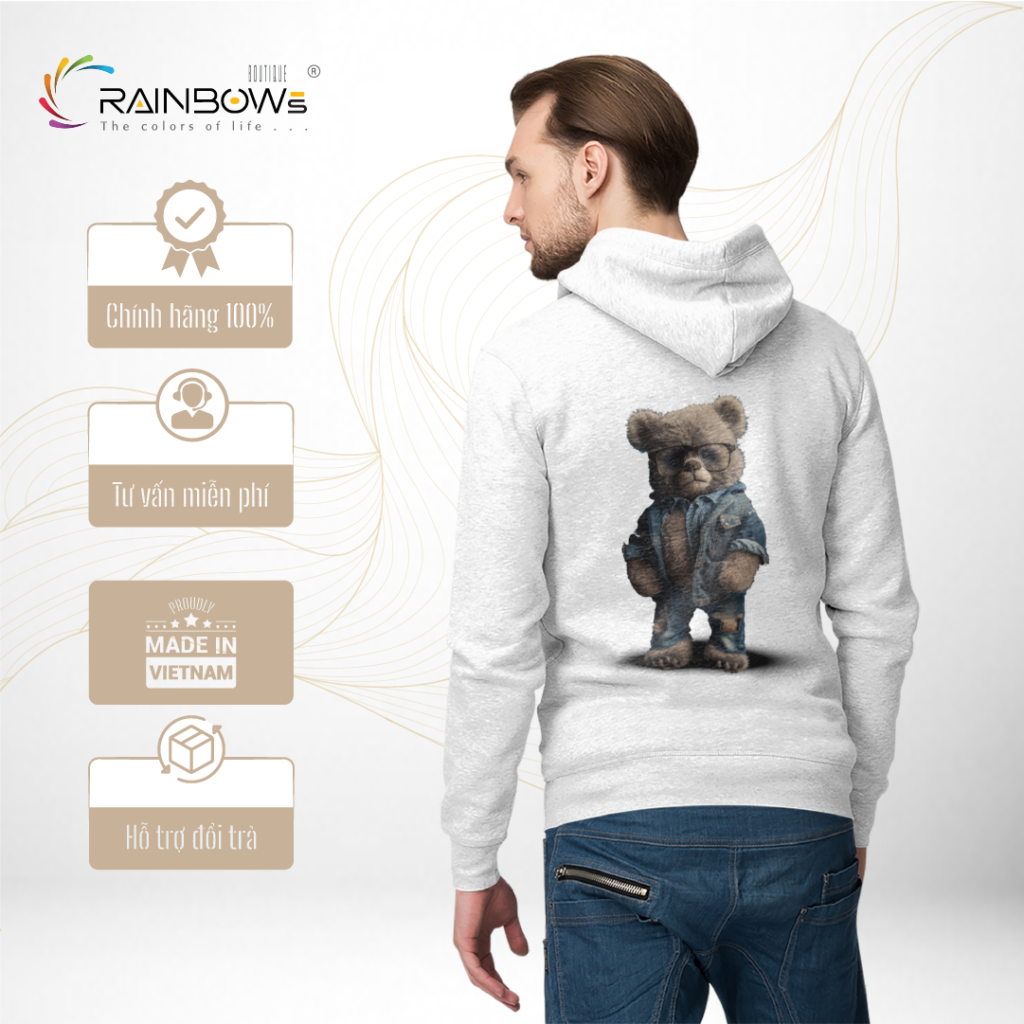 áo hoodie đẹp và chất in hình gấu bear