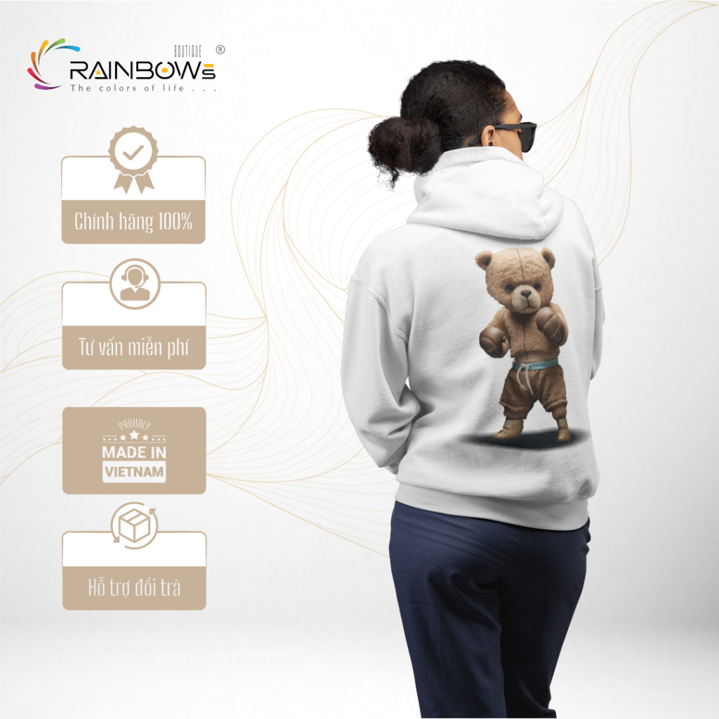 áo hoodie đẹp đơn giản in hình gấu bear