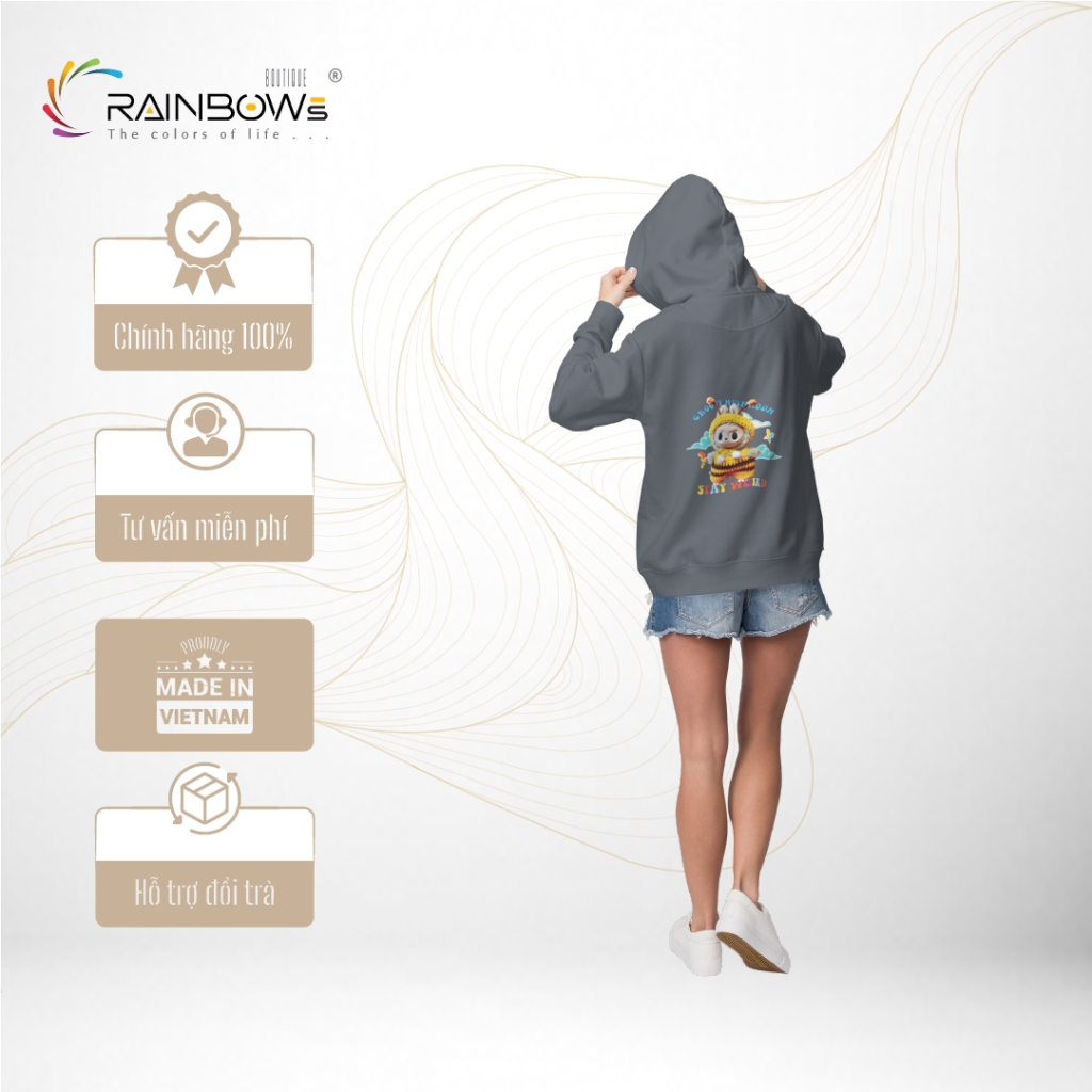 áo hoodie đẹp in hình labubu siêu xinh