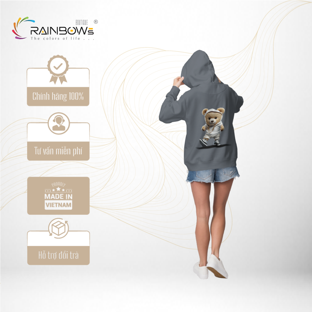 áo hoodie in hình gấu bear cực ngầu