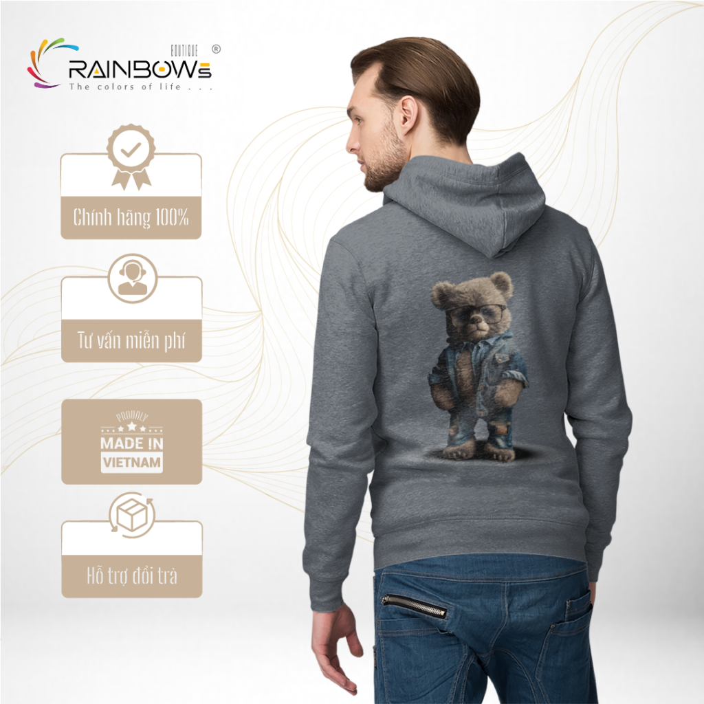 áo hoodie đẹp in hình gấu bear