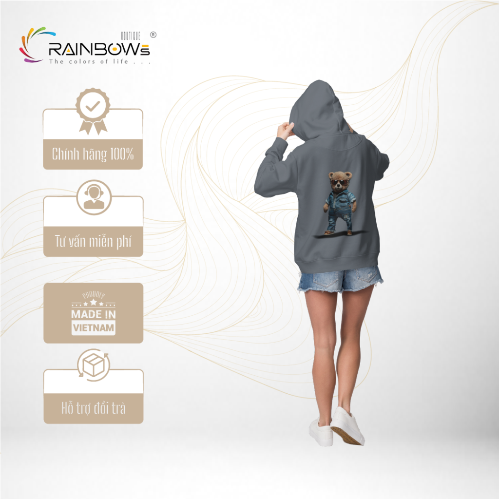 áo hoodie in hình gấu bear siêu ngầu