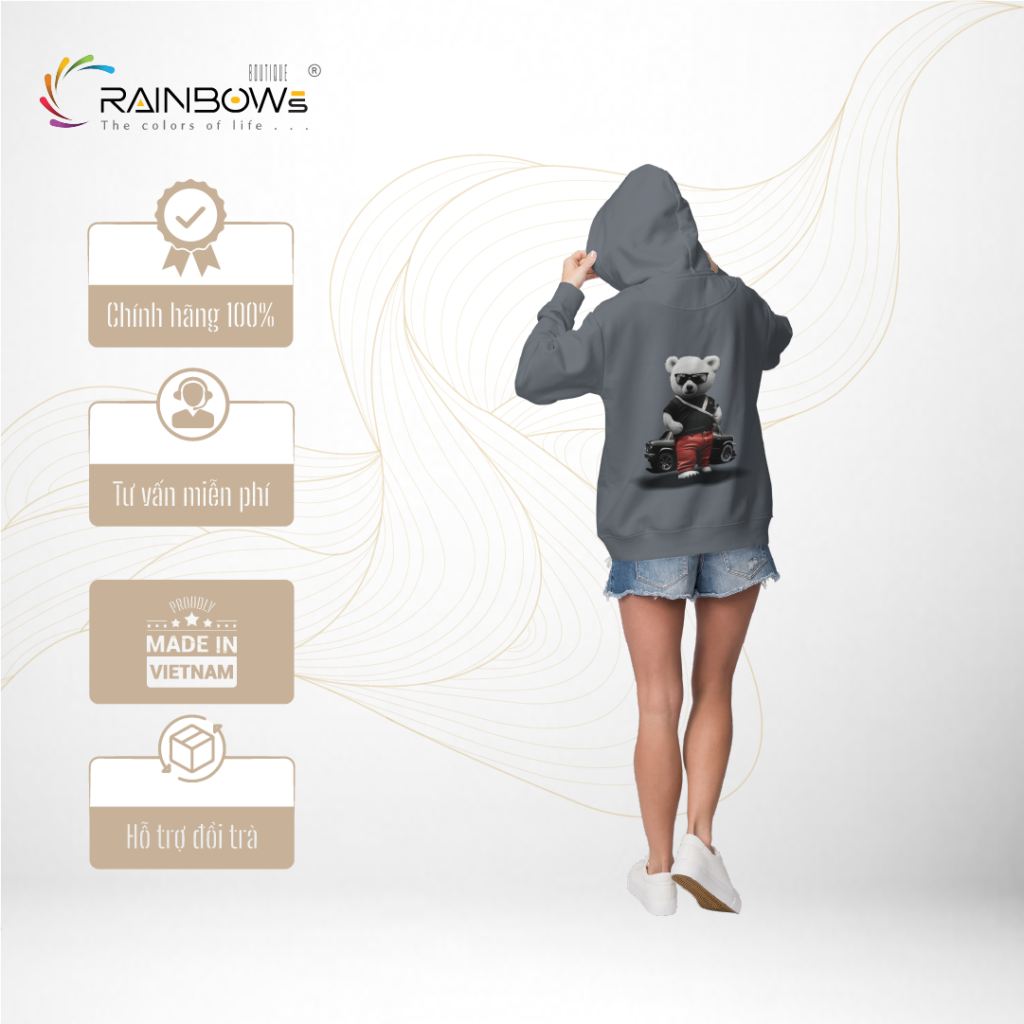 áo hoodie đẹp in hình gấu bear siêu chất