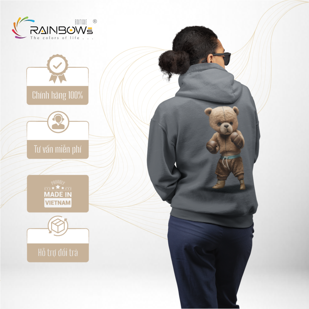 áo hoodie đẹp và chất in hình gấu bear đẹp