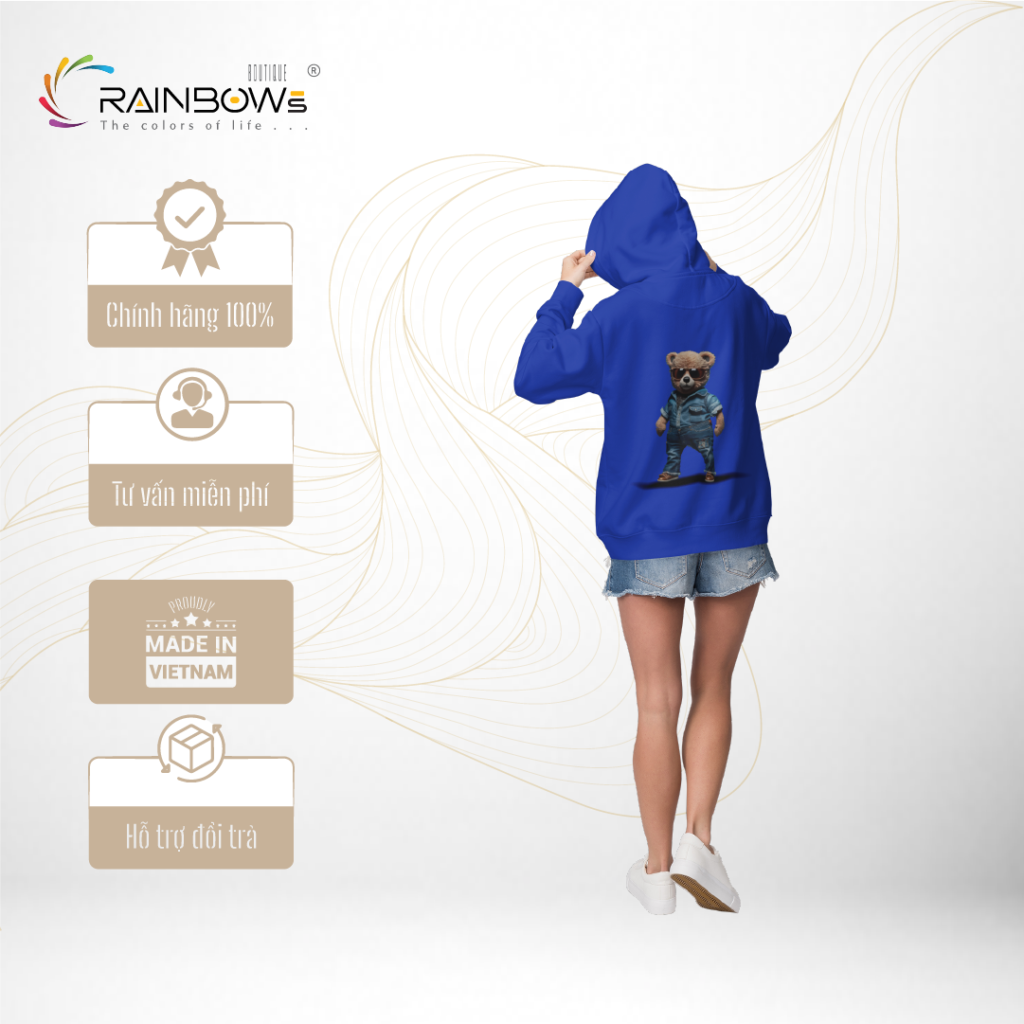 áo hoodie cực đẹp và chất in hình gấu bear ngầu