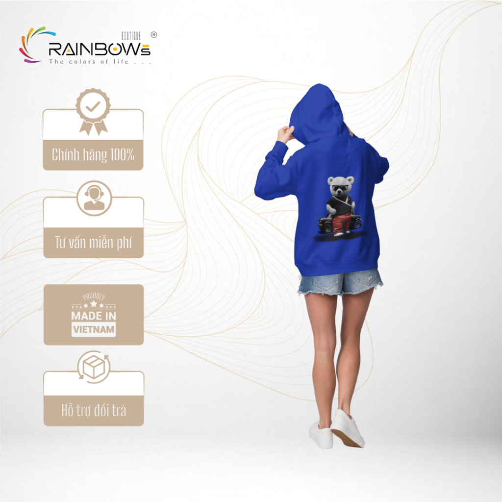 áo hoodie đẹp in hình gấu bear ngầu
