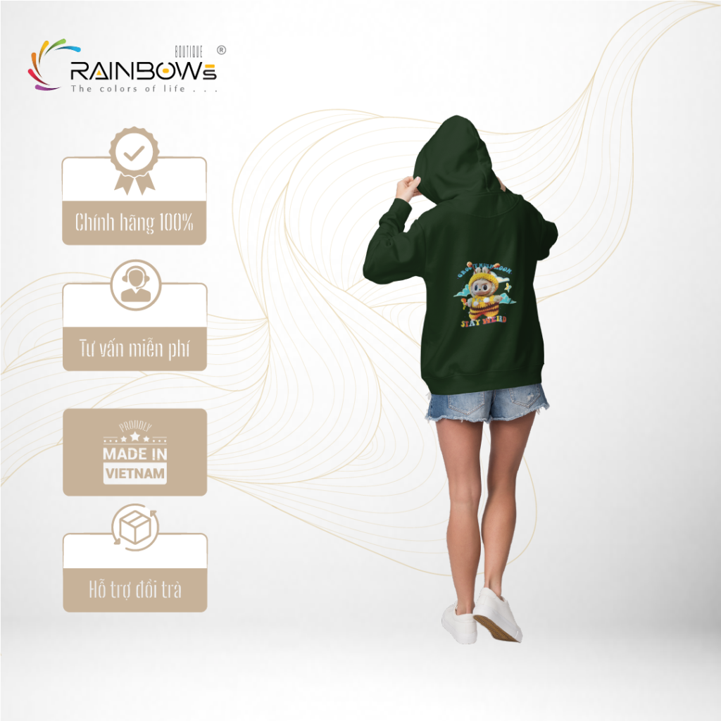 áo hoodie đẹp in hình labubu siêu xinh