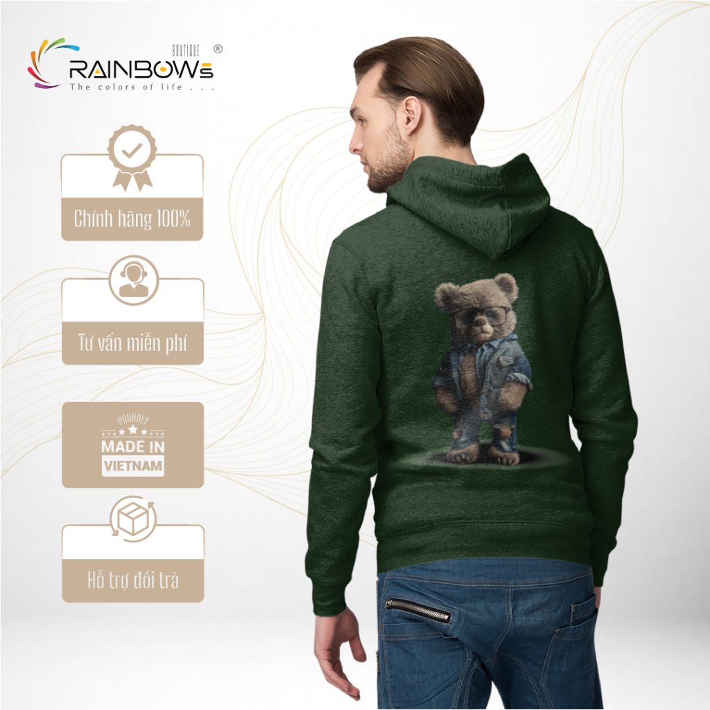 áo hoodie in hình gấu bear chất