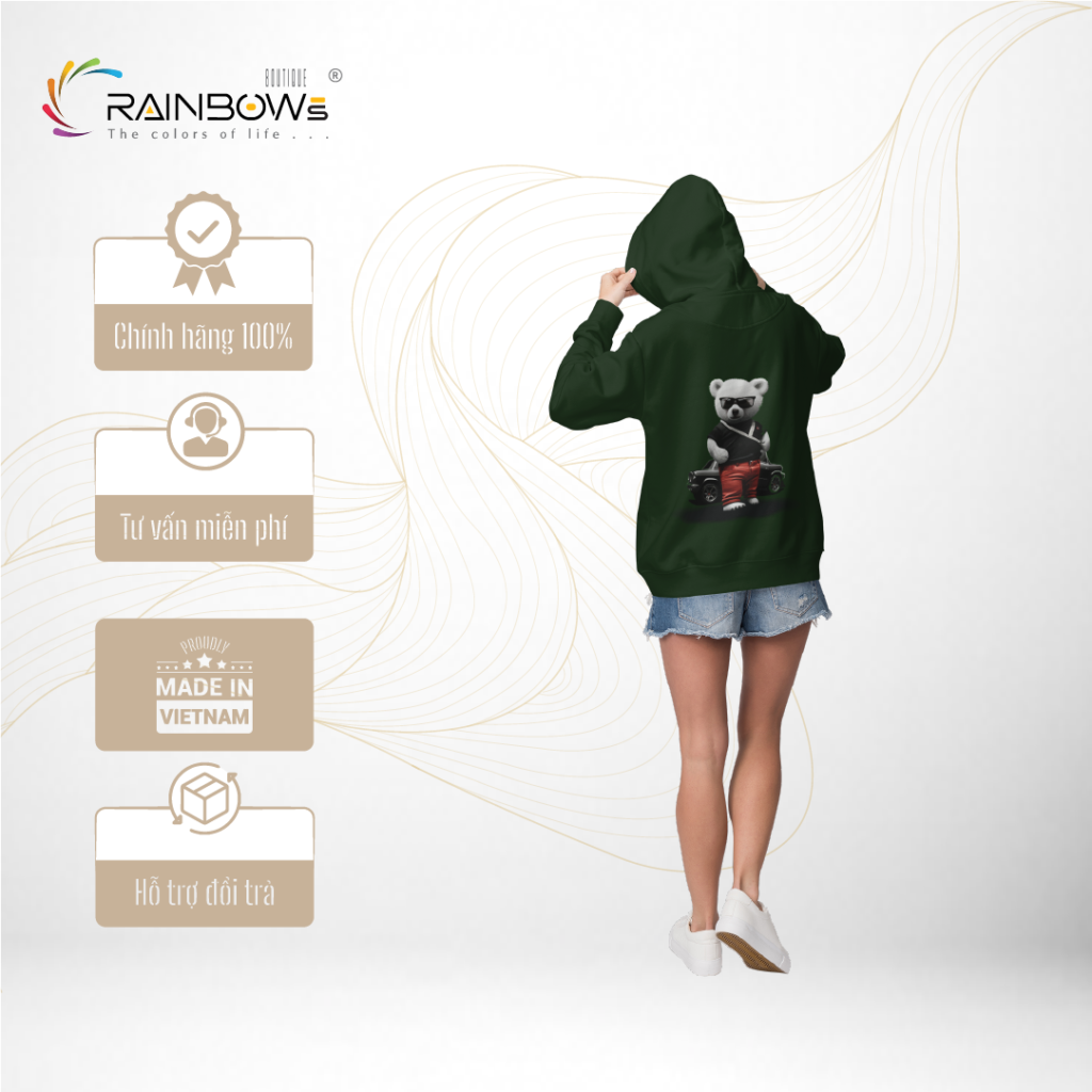 áo hoodie in hình gấu bear cực ngầu