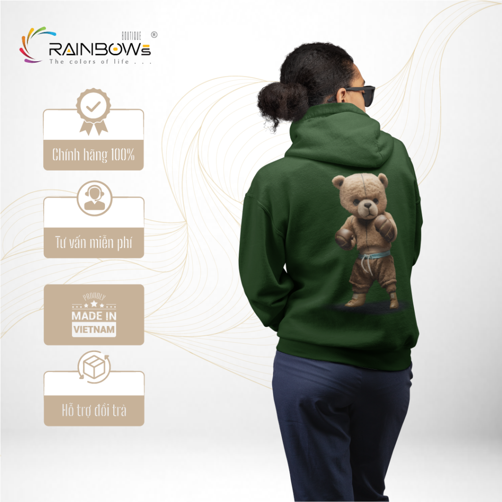áo hoodie đẹp và chất in hình gấu bear đẹp