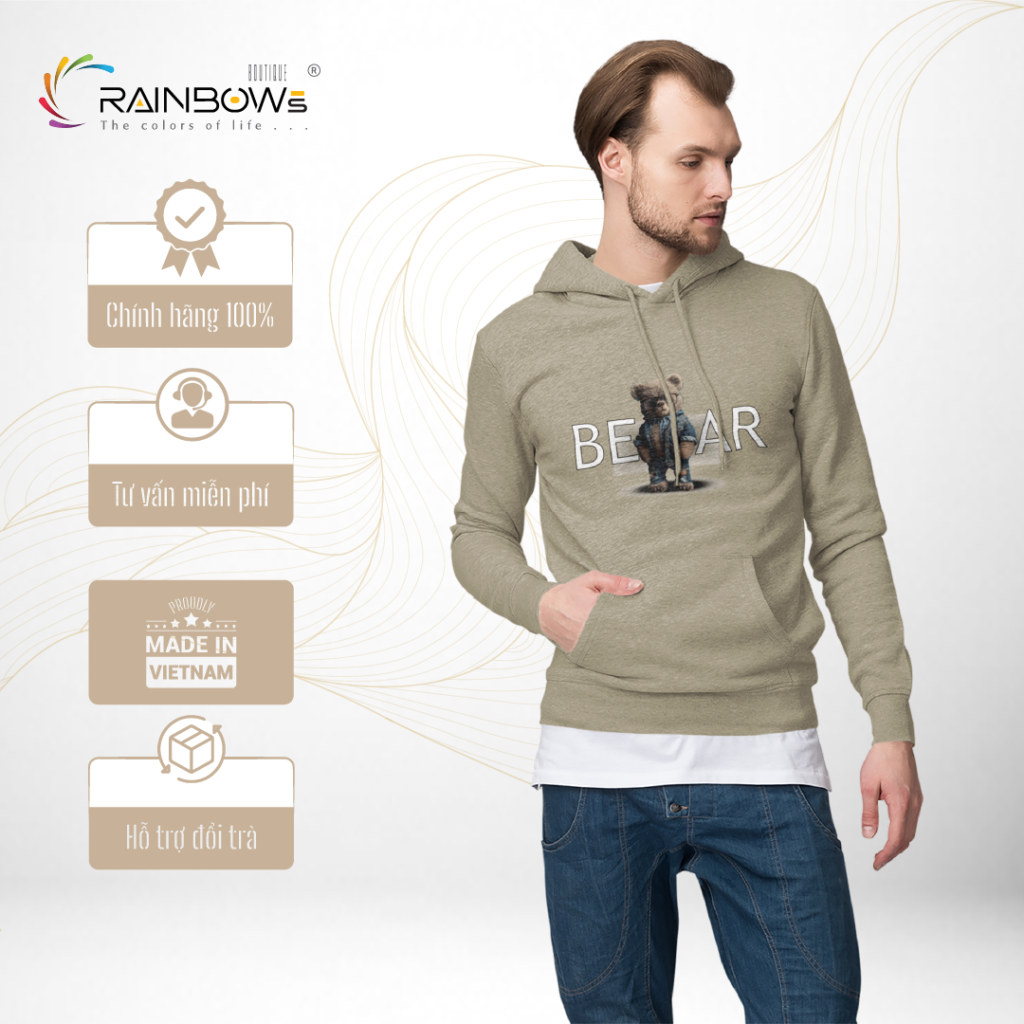 áo hoodie in hình gấu bear chất