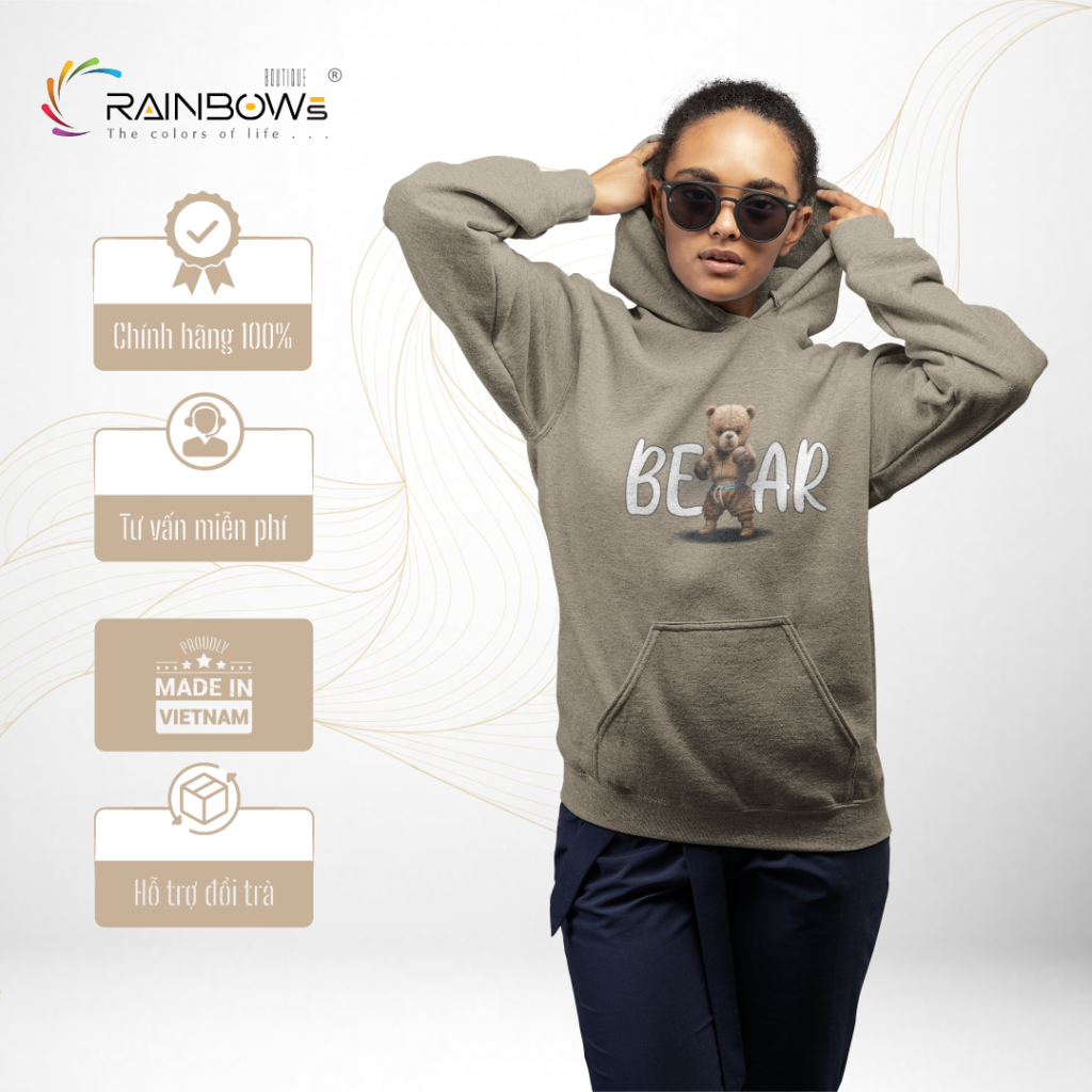 áo hoodie đẹp đơn giản in hình gấu bear