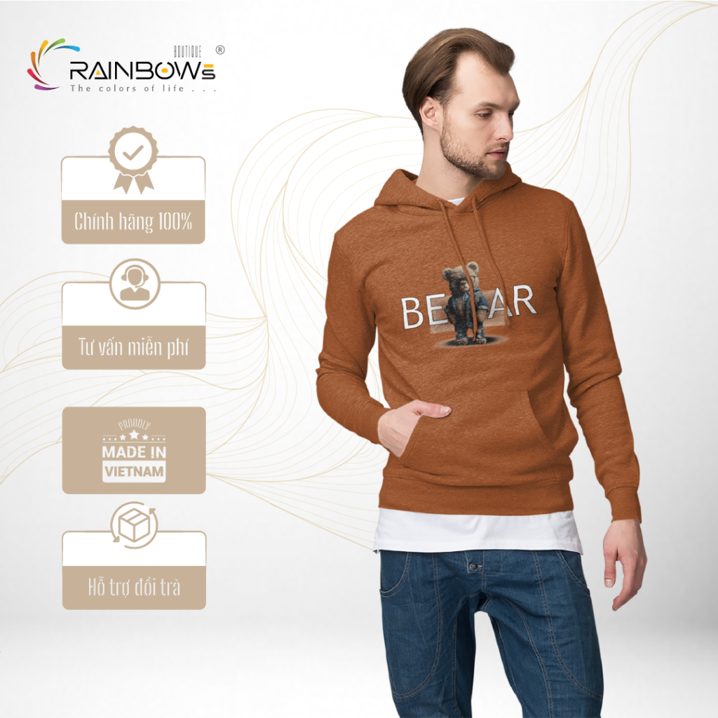 áo hoodie đẹp và chất in hình gấu bear