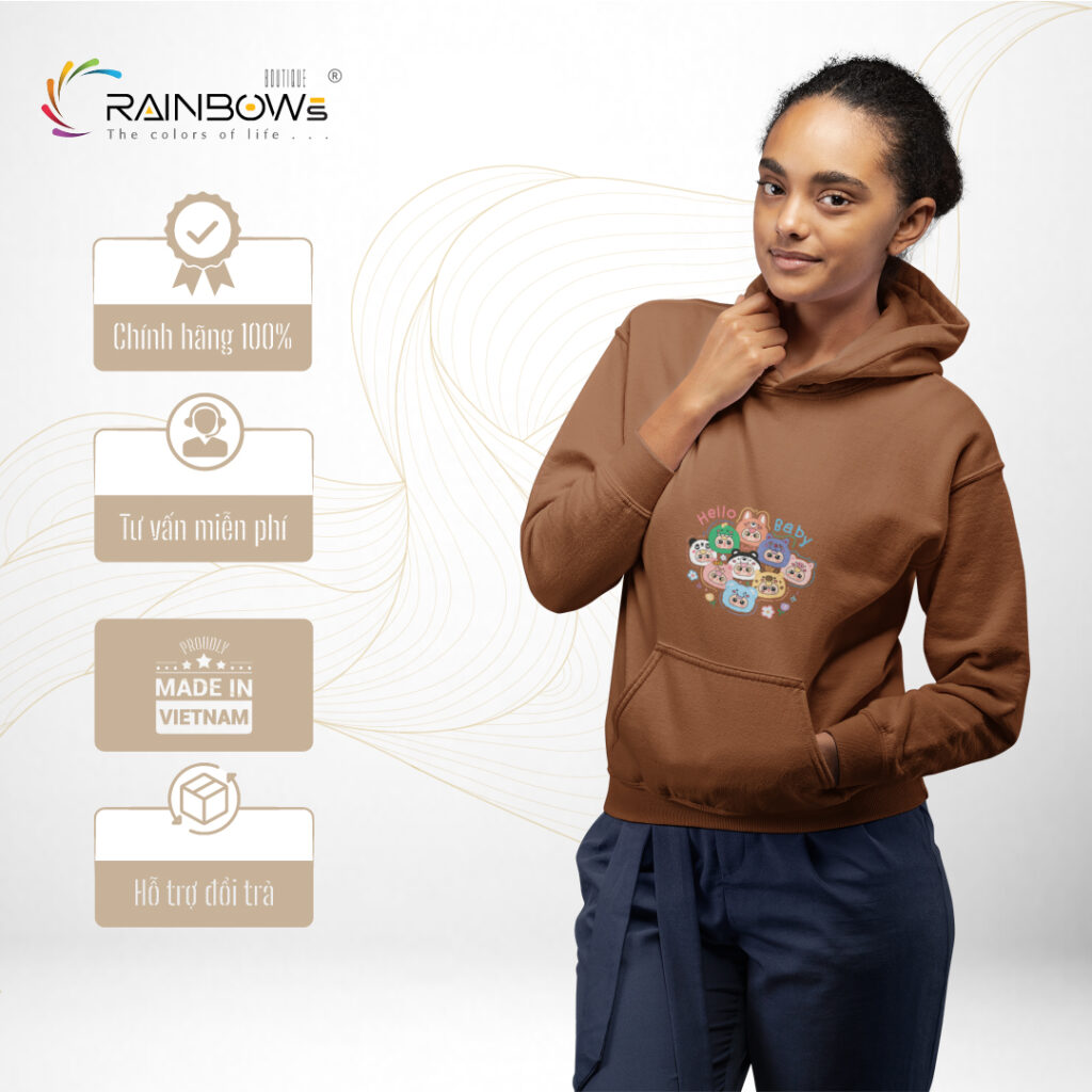 áo hoodie chất in hình baby three