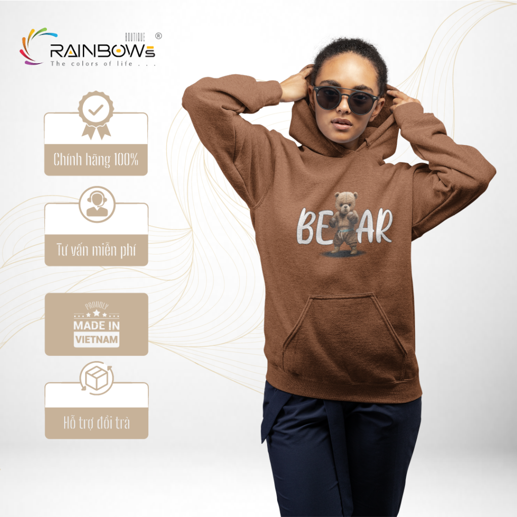 áo hoodie đẹp đơn giản in hình gấu bear