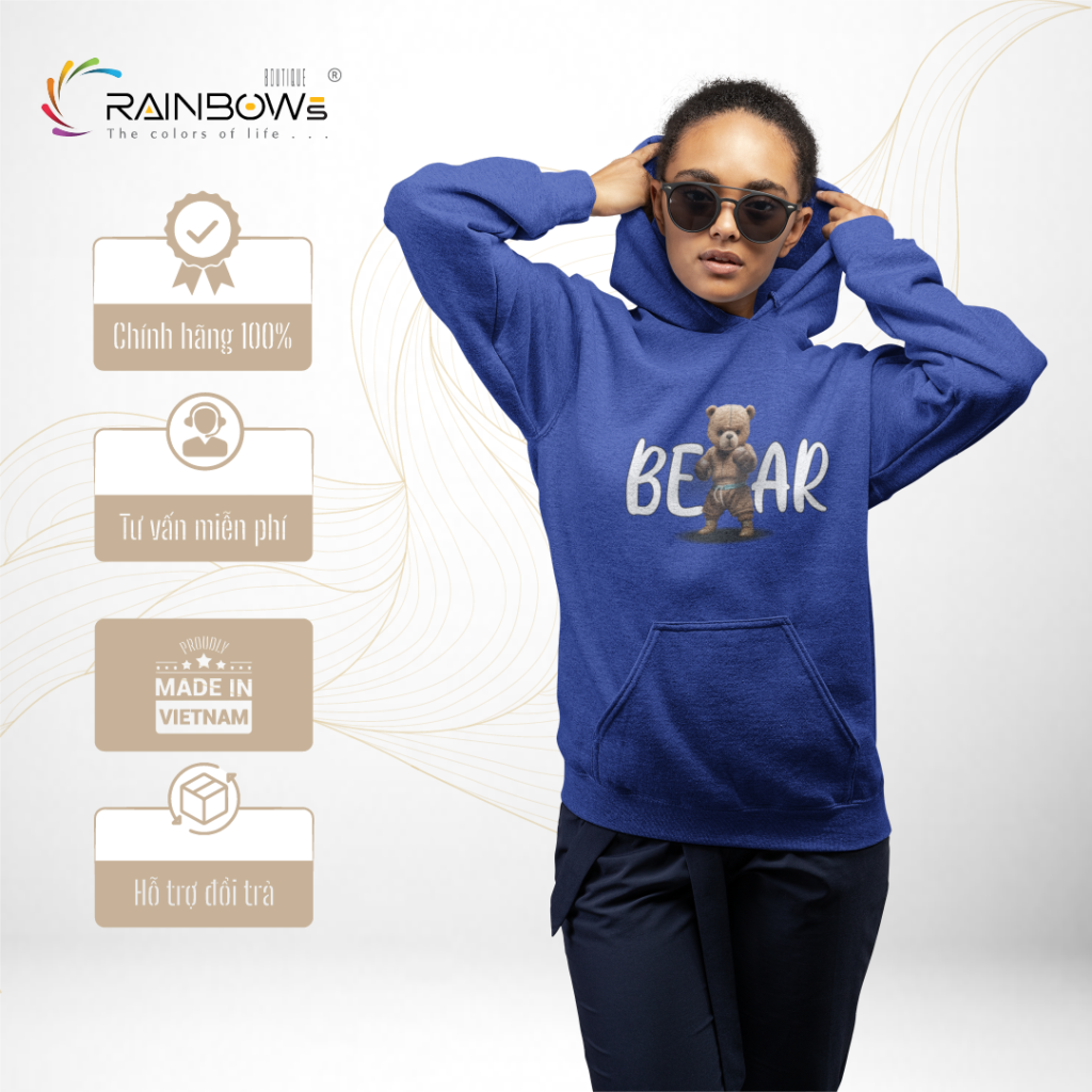 áo hoodie đẹp và chất in hình gấu bear đẹp