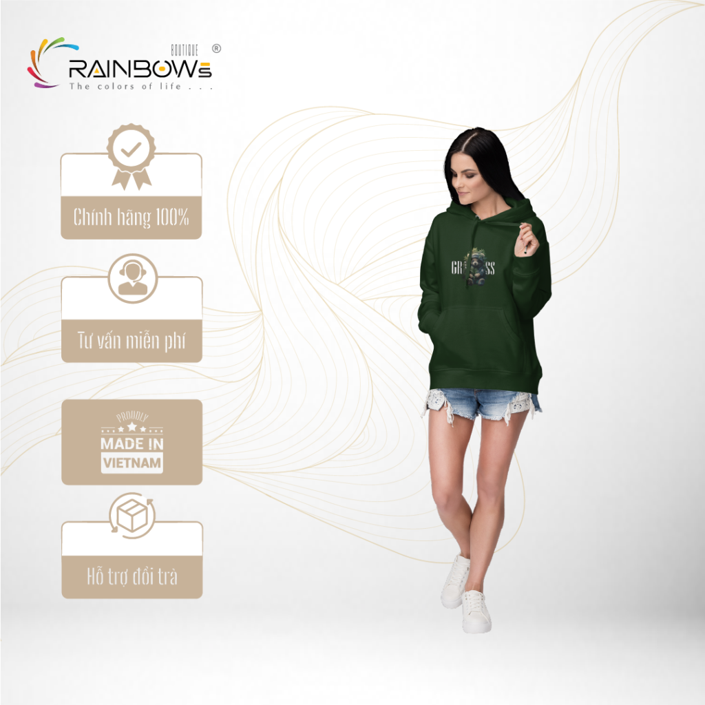 áo hoodie in hình gấu bear chất