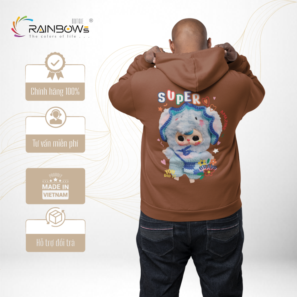 hoodie đẹp in hình baby three chất