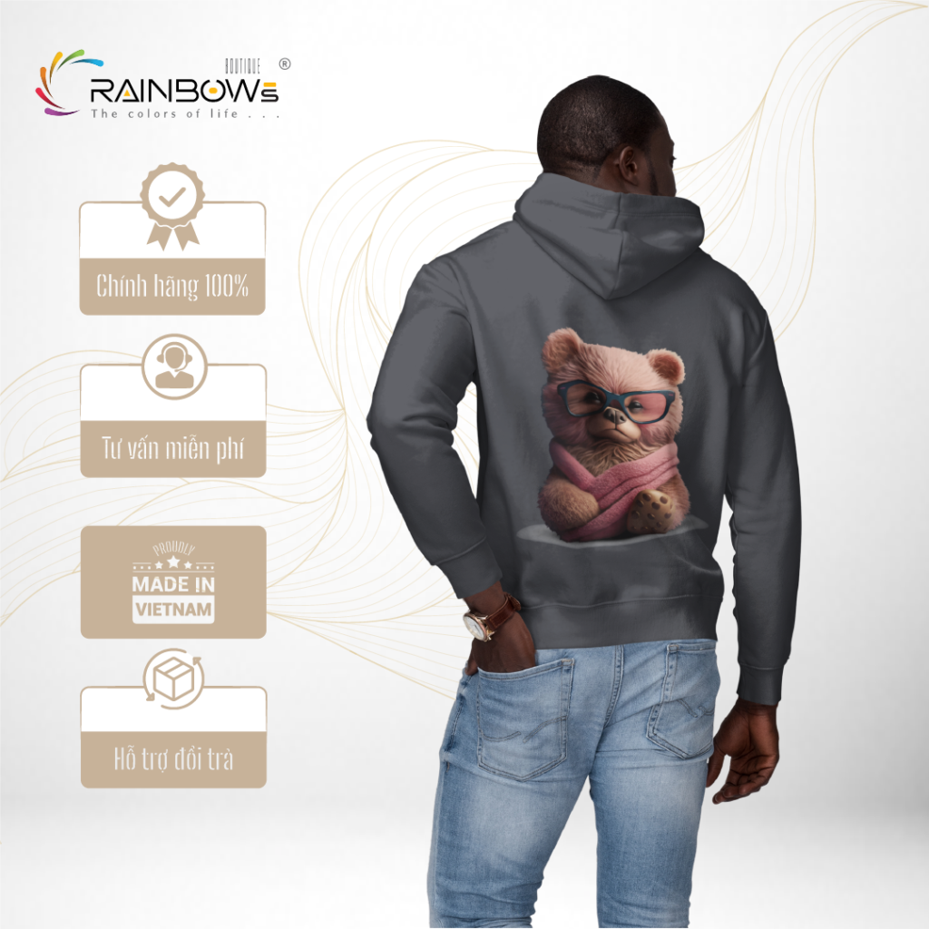 áo hoodie đẹp in hình gấu bear