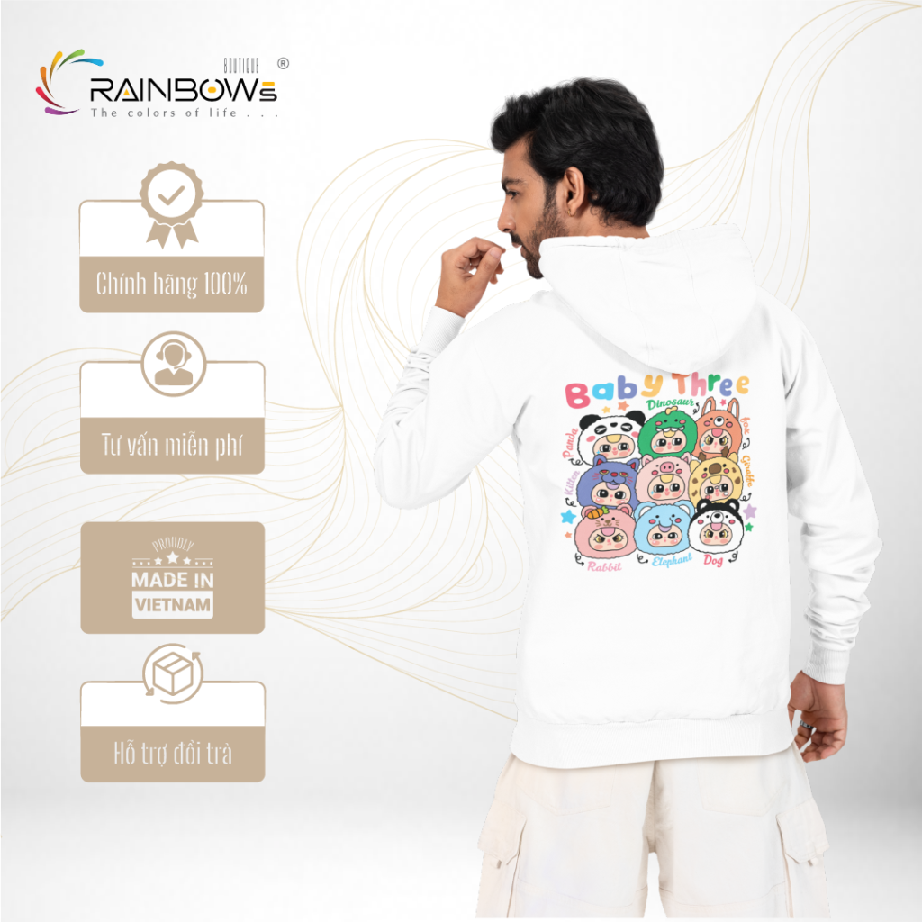 áo hoodie in hình baby three siêu đẹp