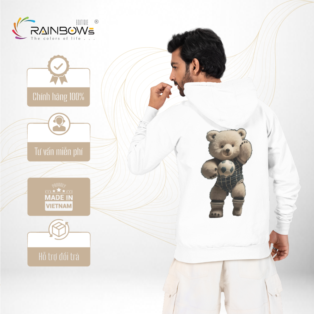 áo hoodie đẹp và chất in hình gấu bear