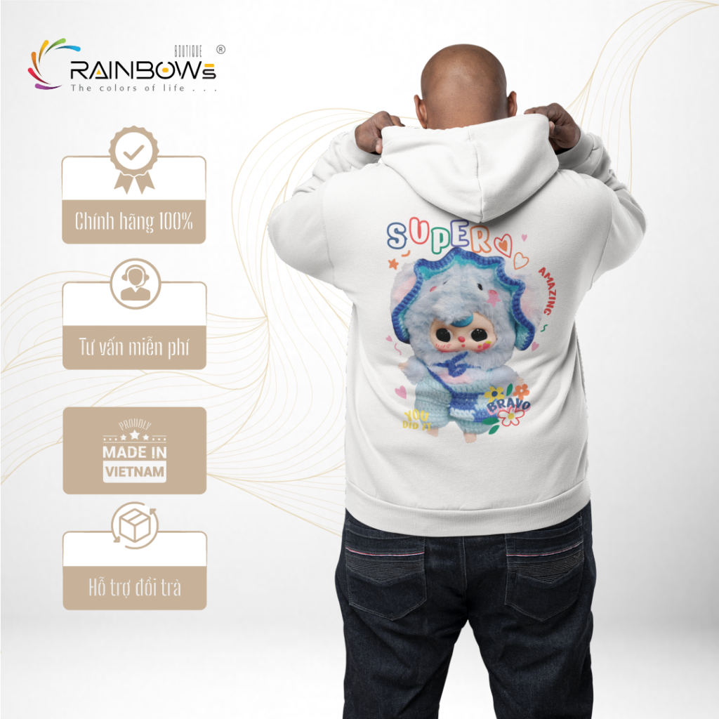 áo hoodie in hình baby three chất